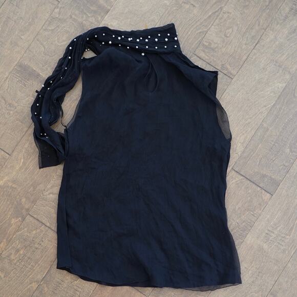 Dolce & Gabbana Pearl Embellished Halter Neck Top Black Womens Size M - Picture 3 of 7